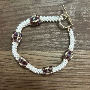 Beaded bracelet with fire polished beads